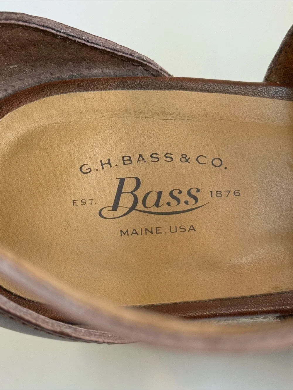 GH Bass & Co Bass Cody Women’s 7.5 M Espadrille Wedge Sandal Faux Leather Cognac